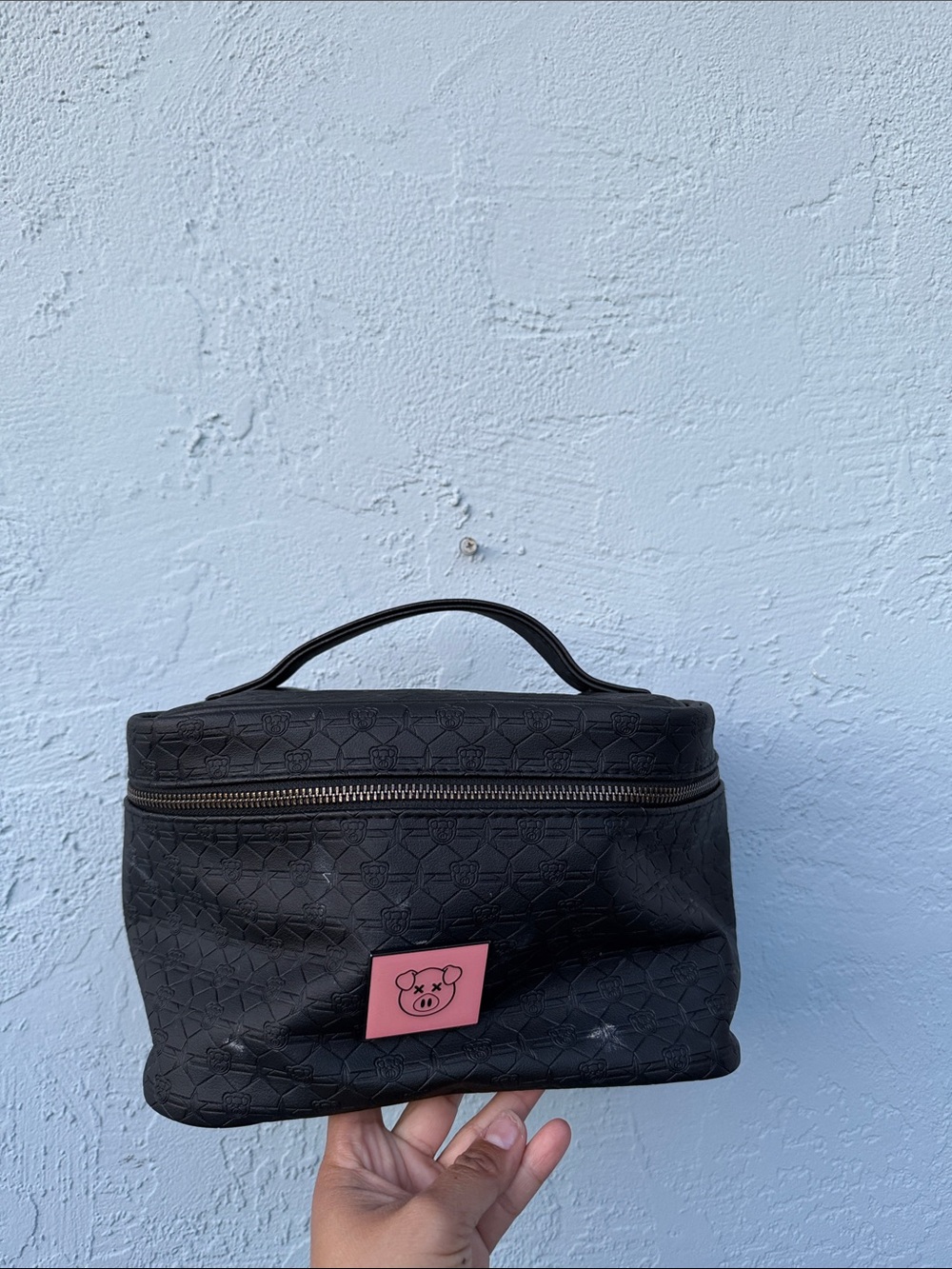 Jeffree Star Black Cosmetic Travel Case with Pink Logo Patch